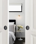 Eight Pack Closet Door Finger Pulls For Two And One Eighth Inch Holes Black Stainless Steel Sliding Door Hardware installed on white doors