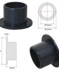 4 Pieces Black POM Flanged Sleeve Bearings 10mm ID 12mm OD 10mm Length Self Lubricating Oil Free Bushings with diagram