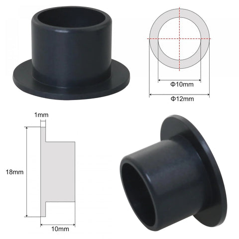 4 Pieces Black POM Flanged Sleeve Bearings 10mm ID 12mm OD 10mm Length Self Lubricating Oil Free Bushings with diagram