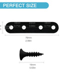Image showing a 14PCS 2.99” x 0.63” Black Straight Flat Brace and screw with measurements visible, for wood furniture chair.