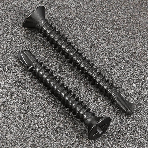 400pcs #8 x 3/4 Inch Flat Head Self Tapping Sheet Metal Screws Black Stainless Steel High Strength Quick Self Drilling Screws with Deep Threads