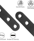✝️ 12 PCS 2.99'' x 0.63'' Stainless Straight Flat Brackets, Black Flat Metal Brace Bracket, holes visible, smooth alignment