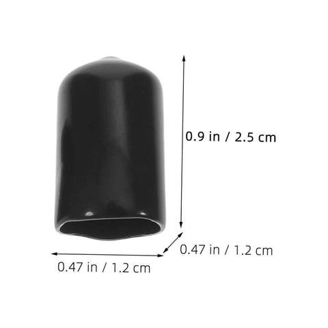 Single black cap from 80 Pack Flexible Bolt Caps And Thread Protector End Caps For Metal Tubing And Posts Replacement Parts, 0.9 in height.