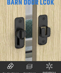 90/180 Degree Flip Barn Door Lock, Protect Privacy - Security Sliding Door Latch, Black Zinc Alloy on Wooden Door