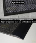 Floor Transition Strip Self Adhesive Carpet Wood Tile Vinyl Flooring Laminate Transition Cover Edge Trim Gap Doorway Threshold for Uneven Floors Heights Within 5 mm (Black, 40 inches) shown in application