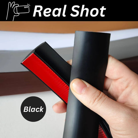 Close-up of black Floor Transition Strip Self Adhesive Carpet Wood Tile Vinyl Flooring Laminate Transition Cover Edge Trim