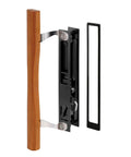 Diecast Black Finish Flush Sliding Patio Door Handle With Wood Pull For Croft Doors And Other Manufacturers, Left Or Right Hand, Four Hook Latches, Fits Doors From Seven Eighths To One And One Eighth Inches Thick, Croft 301 Series Compatible, Single Pack