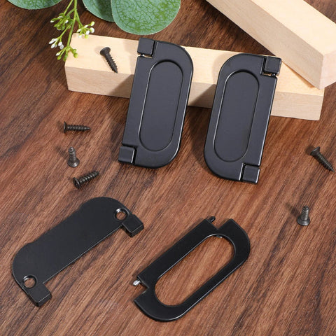 Six Pack 3 Inch Flush Pull Ring Handles with Screws, Black Modern Minimalist Hardware for Cabinets and Furniture
