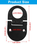 4 Pack Flush Ring Pulls Flat Trap Door Handles black zinc alloy, shown with dimensions and foldable design for kitchen cabinets and cupboards.