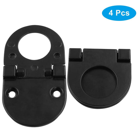 4 Pack Flush Ring Pulls Flat Trap Door Handles For Kitchen Cabinets And Cupboards Black Zinc Alloy Construction With Smooth Burr Free Finish Foldable Mounting Design And Screws Included