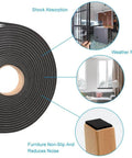 Seal Foam Tape,1/2 Inch W x 1/8 Inch T Weather Stripping for Door and Window,High Density Single Sided Closed Cell Door Insulation Weather Strip, 3 Rolls Total 50FT Black shown with shock absorption, weather proofing, and noise reduction applications.
