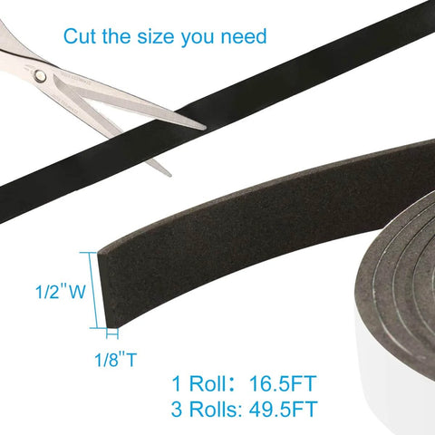 Seal Foam Tape,1/2 Inch W x 1/8 Inch T Weather Stripping for Door and Window,High Density Single Sided Closed Cell Door Insulation Weather Strip