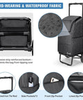 Close-up view of black ✝️ 2 in 1 Shopping Carts for Groceries, 330 lbs Grocery Cart with waterproof fabric and pockets, foldable design.
