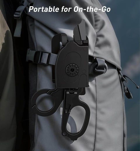 6 In 1 Trauma Shears Foldable Kit With Heavy Duty Emergency Tools Glass Breaker Seatbelt Cutter Holster attached to backpack