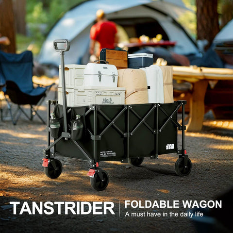 Large 200L Collapsible Wagon Cart With 440 Pounds Weight Capacity And Built In Brake for camping loaded with goods