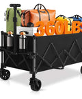 Extra Large Collapsible Wagon Cart With 220L Capacity And 360 Pounds Load All Terrain Wheels With Brakes filled with bags