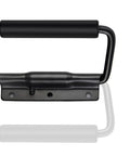 5.15 Inch Heavy Duty Folding Handle with rubber grip, black, 3 mounting holes, shown in spring-loaded upright position