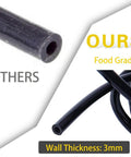 Food Grade High Temperature Silicone Vacuum Tubing 6mm ID 12mm OD 3mm Wall 15ft Length Black Flexible Hose comparison