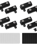 Frameless Glass Door Pivot Hinges 4 Pairs Adjustable Cabinet Door Clamps Fits 3 To 5 Mm Glass Free Swinging Black, shown with pads