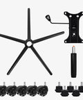 Heavy Duty Gaming Office Chair Base Replacement Set With Bottom Plate Stand Cylinder And 5 Wheels Bell Glides Black, 28 Inch Metal