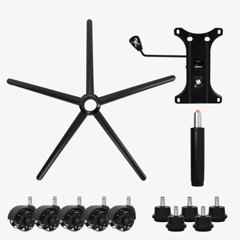 Heavy Duty Gaming Office Chair Base Replacement Set With Bottom Plate Stand Cylinder And 5 Wheels Bell Glides Black, 28 Inch Metal
