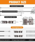 Drop Down Gas Struts,Gas Spring Hinge dimensions and packaging info for Cabinet and Desk Downward Flap, Black-2PCS