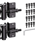 Built Tough Self Closing Gate Hinges For Metal Vinyl PVC Wood Fence With Adjustable Tension And 90 Degree Swing Gate Closer Hinges Gate Hardware Kit 2 Pack In Black Finish with installation screws and wrench