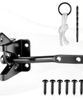 Heavy Duty Anti Sag Gate Kit With 90 Degree Bracket And Hinges For Wooden Fences, black corner brace with screws and rope