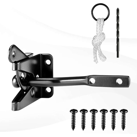 Heavy Duty Anti Sag Gate Kit With 90 Degree Bracket And Hinges For Wooden Fences, black corner brace with screws and rope