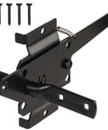 Black Built Tough Post Mount Gate Latch With Self Latching Fingertip Release for Vinyl and Wood Fences, screws included.