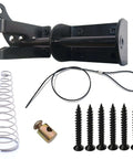 Self Locking Gate Latch For Outdoor Fences In Black Steel With Automatic Gravity Lever Lock Included Fasteners Spring And Cable Pull String