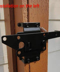 Heavy Duty Gate Latch For Wooden Fences Post Mount Automatic Gravity Lever Self Locking on fence, side view