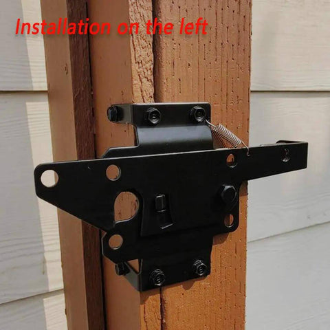 Heavy Duty Gate Latch For Wooden Fences Post Mount Automatic Gravity Lever Self Locking on fence, side view