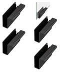 Glass Finger Edge Pull Set Four Pieces Non Magnetic For 5 To 6mm Thick Glass Cabinets in black, showing concealed latch clips