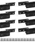 8 Pack Frameless Glass Door Pivot Hinges Clamp For 5 To 8mm Glass No Drill Adjustable Black Anti Slip Rubber Pads with screws