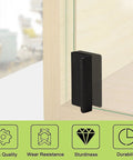 Glass Finger Edge Pull Set Four Pieces Non Magnetic For 5 To 6mm Thick Glass Cabinets showing black concealed handle on door.