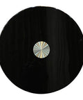 Heavy Duty Black Glass Lazy Susan Turntable, Large Rotating Serving Tray with Silent Bearings for Kitchen Tables, top view.