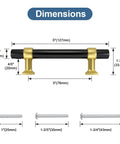 10 Pack 3 Inch Black And Gold Cabinet Pulls For Kitchen Cupboards, Bathrooms And Dressers with dimension details.