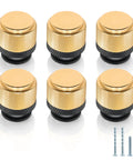 6 of the 12 Pack Knurled Cabinet Knobs and Drawer Pulls in Black and Gold, Decorative Hardware for Cabinets and Drawers with screws