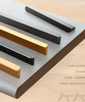 Five Pack Black T Shape Cabinet Pulls For Cabinets And Dressers, 19.69 Inch Long Durable Aluminum Alloy Hardware shown on display board