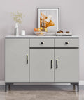 Gray cabinet with Six Pack Black and Gold Drawer Knobs 1.5 Inch Solid Zinc Cabinet Knobs, decorative items on top, modern room setting