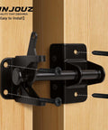 Self Locking Gate Latch For Wooden Fence And Metal Gates Heavy Duty Automatic Gravity Gate Lock Installed On Wooden Gate