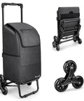 ✝️ 2 in 1 Grocery Cart on Wheels for Stairs, 60L/300LBS Shopping Carts for Groceries, Stair Climbing Cart with Removable Waterproof Bag, Folding Shopping Carts for Stairs, Black