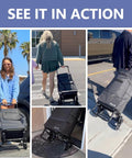 People using ✝️ 2 in 1 Grocery Cart on Wheels for Stairs, 60L/300LBS Shopping Carts for Groceries in various locations