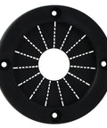 Front view of Rigging Grommet 3 Inch Black For Boats And Docks With Rugged Rubber Center And Durable Plastic Ring