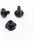Close-up of 12 Sets Black Gun Holster Screws and Anti-Slip 3 Prong T Nuts Kit for Safariland QLS System 8-32 UNC X 5/16 and 3/8.