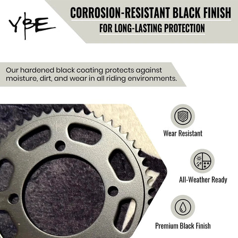 54T Rear Wheel Sprocket For 35 Chain Compatible Fits Mini Bikes Pit Bikes And Electric Bikes Black Hardened Steel, close-up view