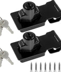Two Pack 2.5 Inch Hasp Lock With Keys Flat Black Stainless Steel Cabinet Latch Concealed Screws Twist Knob Keyed Locking
