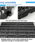 Six Pack Black Plastic Pallets For Basement Storage Lightweight HDPE Pallets With Breathable Grid For Waterproof Organization And Outdoor Pet Cushion Measures 15.7 By 15.7 By 1.18 Inches Each