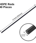 Black HDPE Plastic Welding Rods Set 3 Sixteenth Inch Diameter 12 Inch Length 40 Pieces Total 40 Feet For Industrial Welding Projects